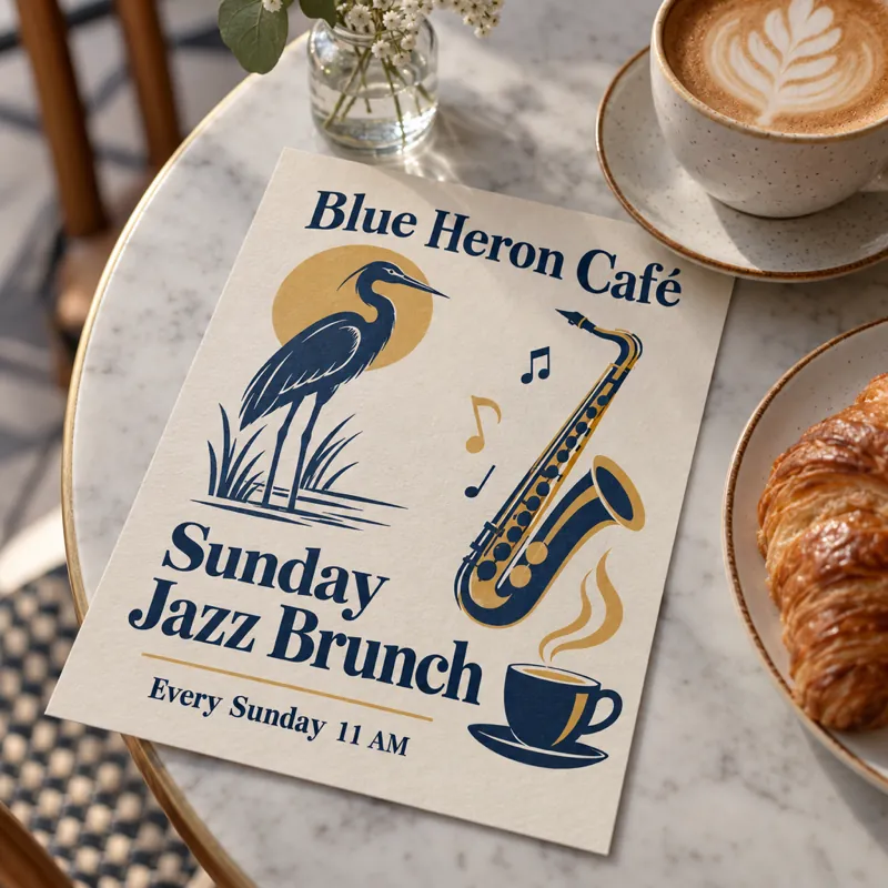 Jazz brunch flyer for a cafe