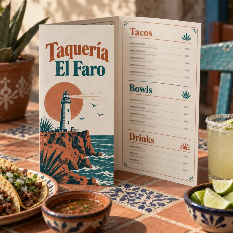 Restaurant menu for a taqueria