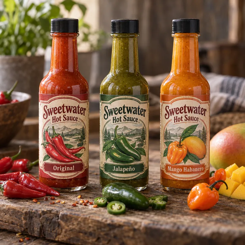 Hot sauce bottle labels