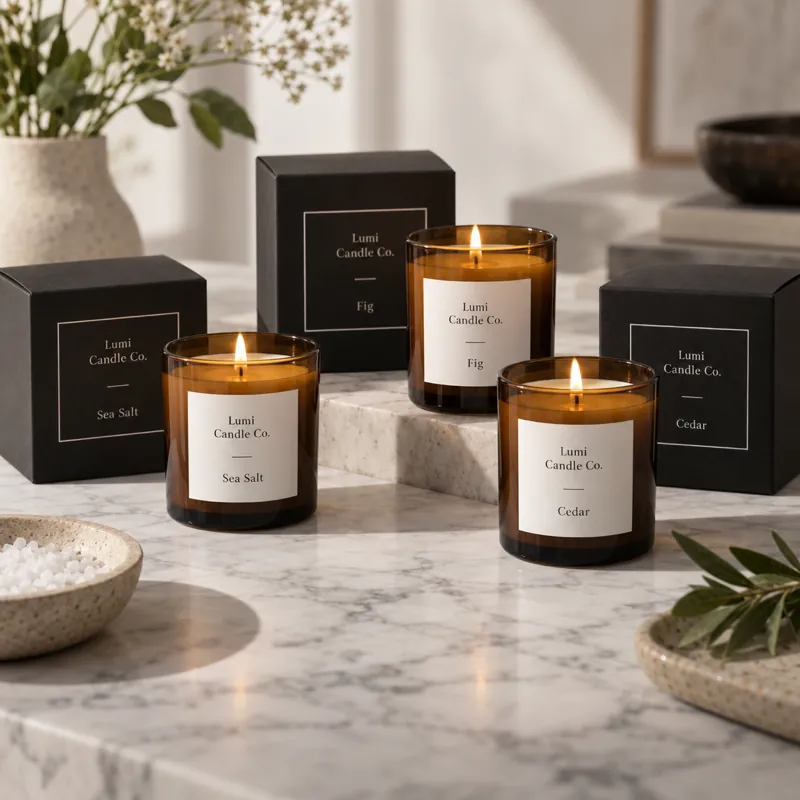 Candle packaging and labels