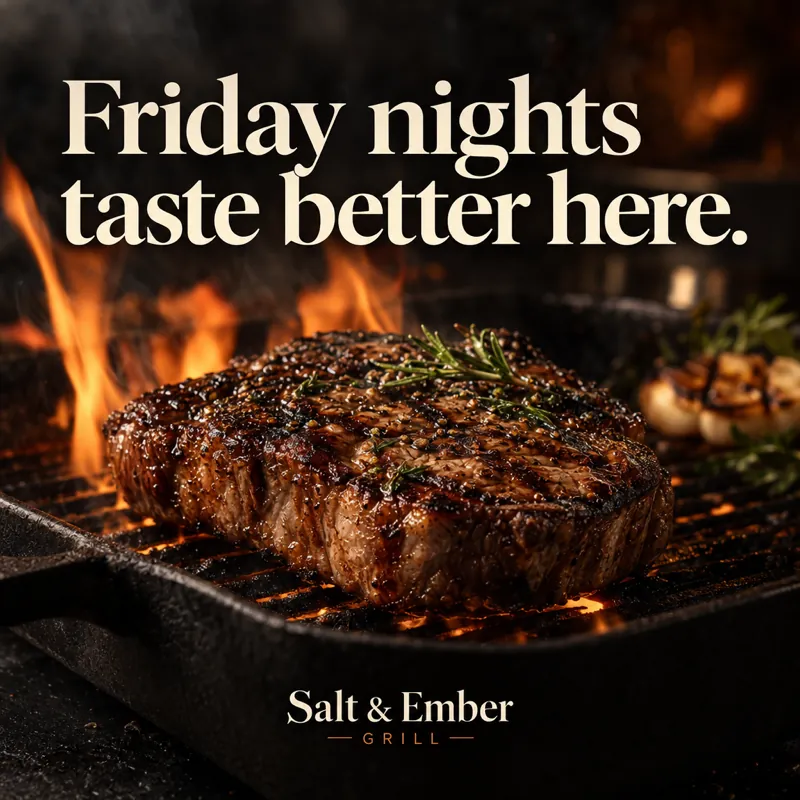 Instagram post for a grill restaurant
