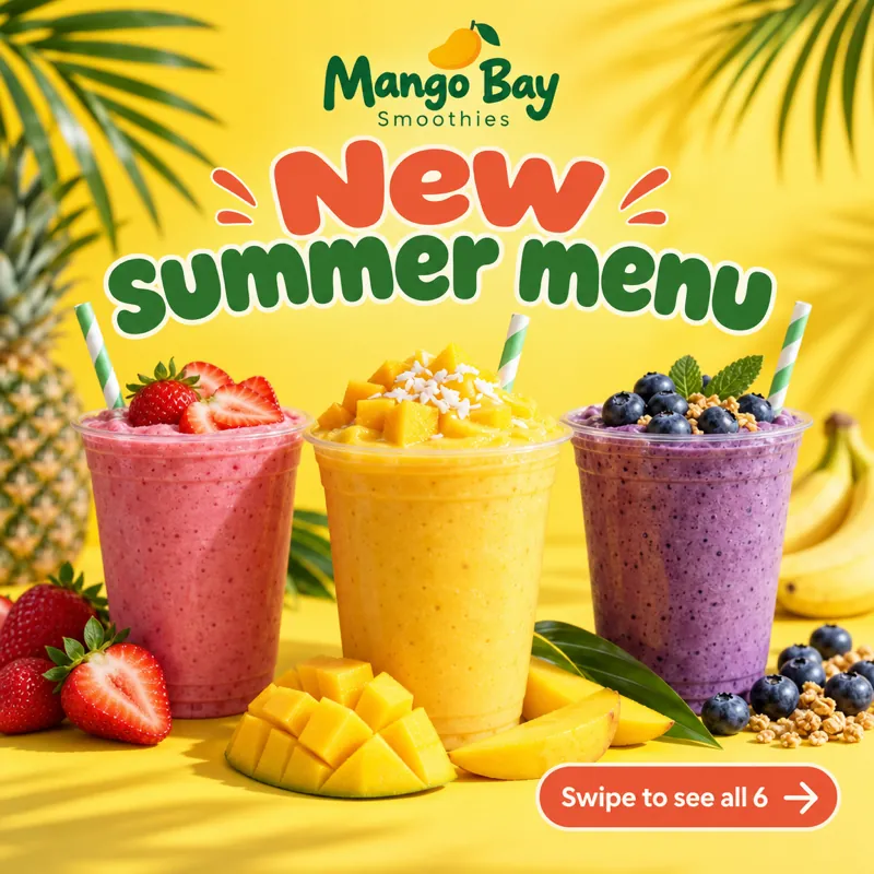 New menu post for a smoothie bar