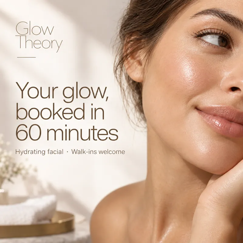Facial promotion post for a med spa