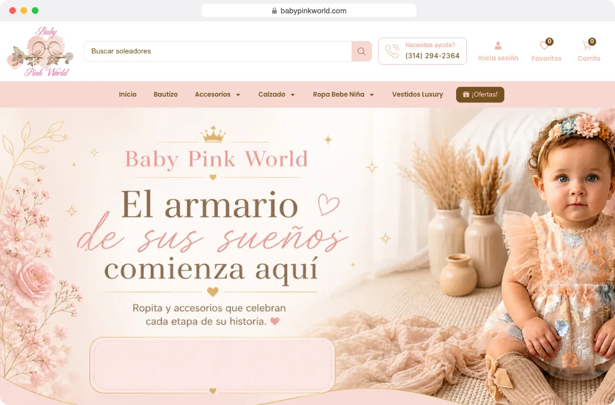 babypinkworld.com website designed by Dox Studio