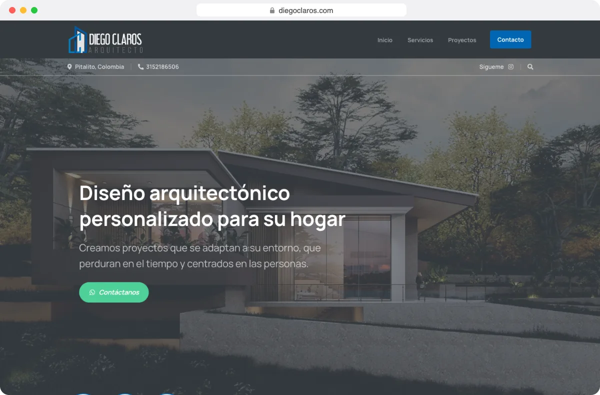 diegoclaros.com website designed by Dox Studio